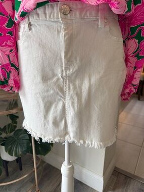 Lilly Pulitzer White Denim Mini Skirt with Frayed Hem